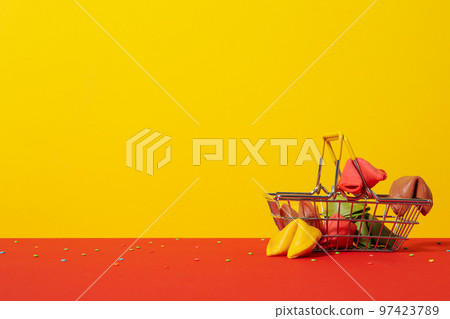 Chinese fortune cookies with prediction words, space for text 97423789