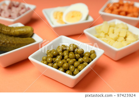 Concept of New year food, tasty Olivier salad 97423924