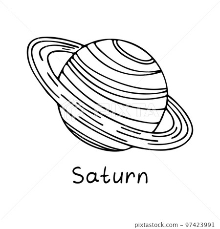 Doodle of Saturn isolated on white background. 97423991