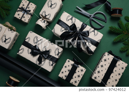 Concept of beautiful Christmas present, gift boxes 97424012
