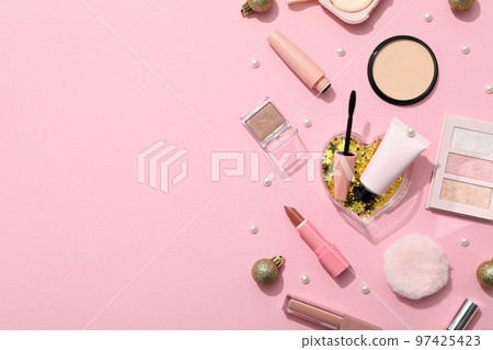 Concept of cosmetics, winter cosmetics, space for text Concept of cosmetics, winter cosmetics, space for text 97425423
