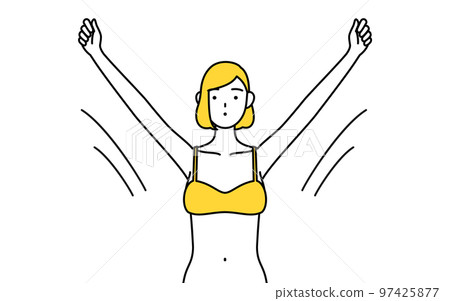 一個穿內衣的女人深呼吸,脫毛和美容院的形象 一個穿內衣的女人深呼吸,脫毛和美容院的形象 97425877