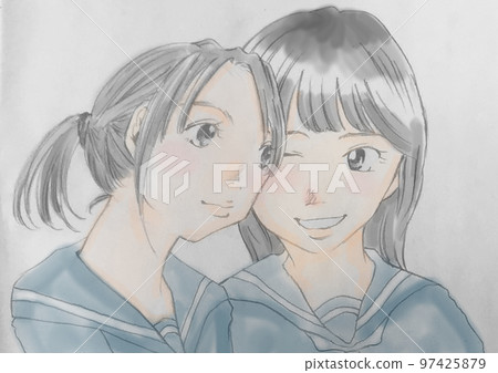 兩個女學生的插圖(二) 兩個女學生的插圖(二) 97425879