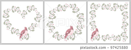 Wreath from a mistletoe twigs with a red jay Wreath from a mistletoe twigs with a red jay 97425880
