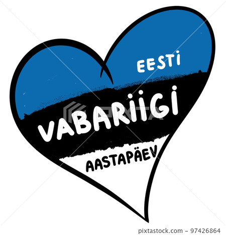 Hand drawn illustration of Estonia independence national day holiday of. Heart in white black blue colors, patriotism celebration flag banner, country state symbol logo, minimalist love design. Hand drawn illustration of Estonia independence national day holiday of. Heart in white black blue colors, patriotism celebration flag banner, country state symbol logo, minimalist love design. 97426864