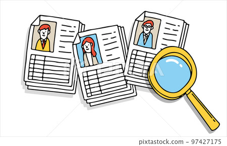 Image illustration of searching for the right person from a lot of resumes 97427175