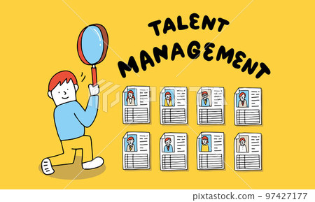 用於檢查員工檔案的 HR 人才管理圖像插圖 97427177