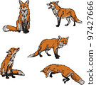 Fox, color. vector image of a fox, vector illustration for use in logos, signs, trademarks, for design and advertising 97427666