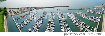 Aerial panorama of the Bronte Marina in Oakville, Ontario, Canada Aerial panorama of the Bronte Marina in Oakville, Ontario, Canada 97427905