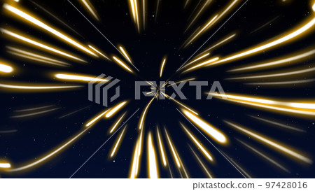 Line shape Neon golden Light dark blue sky Simple. Cyber Futuristic Speed zoom Motion graphic. Backdrop beam blur Flare.Abstract Light fast night Background. Modern Glow color magic 97428016