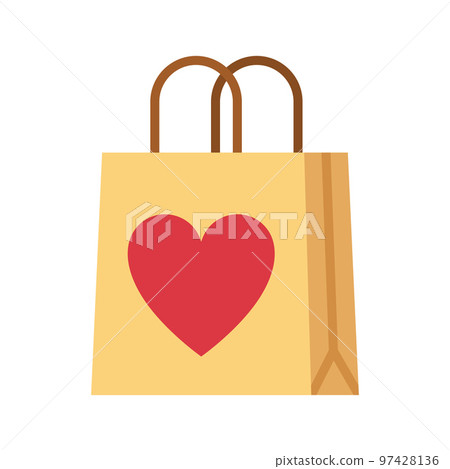 Shopping bag with heart icon. Valentines day sales. Vector illustration 97428136