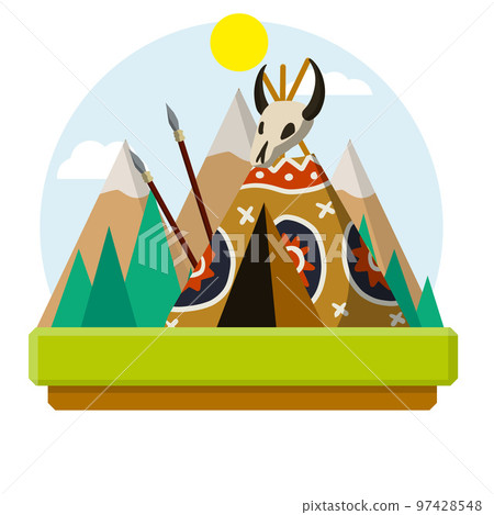 Indian wigwam. Native American house. 97428548