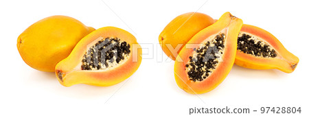ripe cut papaya isolated on a white background 97428804