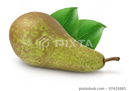 Green conference pear isolated on white background with full depth of field 97428865