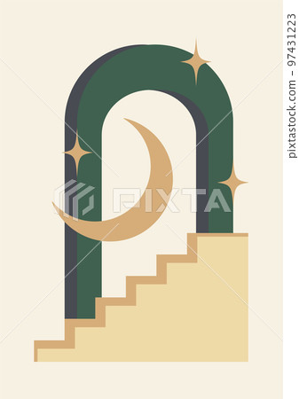 Modern middle east aesthetic illustration. Architecture wall decor. 97431223