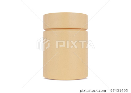 Beige paper tube package mockup isolated on white background Beige paper tube package mockup isolated on white background 97431495