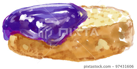 一桶紫色果醬的水彩插圖 一桶紫色果醬的水彩插圖 97431606