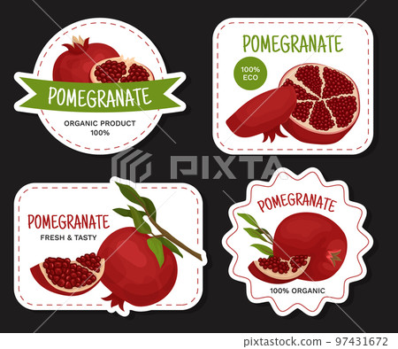 Red Pomegranate Sticker Design with Ripe Fruit...-插圖素材 [97431672] - PIXTA圖庫