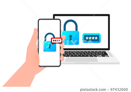 Two step authentication. 2fa -Two factor verification. Private access. Login to account 97432600