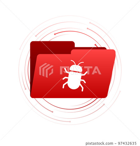 Computer virus. Bug on file. Virus protection. - Stock Illustration ...