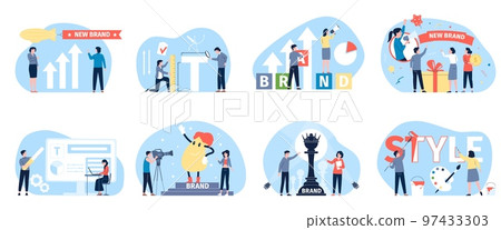 Business brand building, design and develop. Trends research and searching, creative team start up promotion. Web corporate recent vector scenes Business brand building, design and develop. Trends research and searching, creative team start up promotion. Web corporate recent vector scenes 97433303