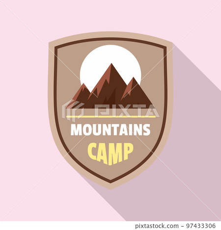 Mountains camp logo. Flat illustration of mountains camp vector logo for web design 97433306