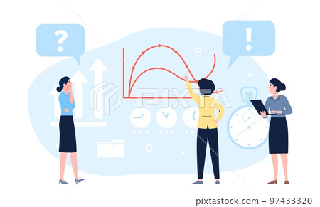 Female accounting or finance project. Women and graphs, businesswoman team working about start up. Flat financial vector concept Female accounting or finance project. Women and graphs, businesswoman team working about start up. Flat financial vector concept 97433320
