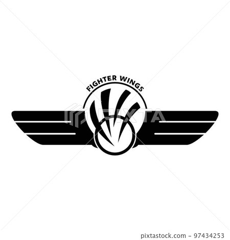 Fighter wings logo. Simple illustration of fighter wings vector logo for web design isolated on white background Fighter wings logo. Simple illustration of fighter wings vector logo for web design isolated on white background 97434253