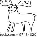 illustration outline of a deer elk on a white background 97434820