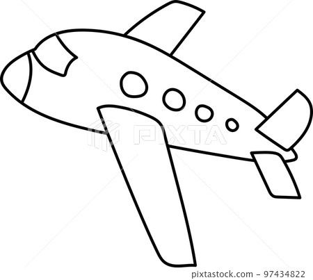 vector illustration of a black outline of an airplane on a white background vector illustration of a black outline of an airplane on a white background 97434822