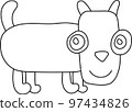vector illustration of a black outline of a cat character 97434826