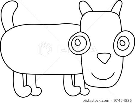 vector illustration of a black outline of a cat character 97434826