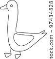 vector illustration of a black outline goose 97434828