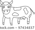vector illustration of a black outline of a cow 97434837