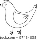 vector illustration of a black outline chicken 97434838