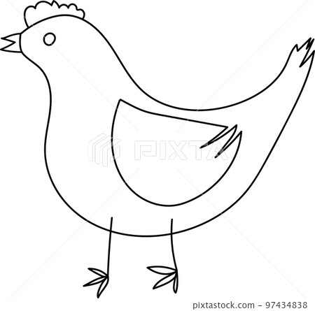 vector illustration of a black outline chicken vector illustration of a black outline chicken 97434838