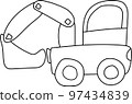 black vector contour excavator machine 97434839