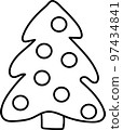 black outline of a Christmas tree isolated on a white background 97434841
