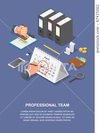 Tax professional team banner vertical. Isometric illustration of vector tax professional team banner vertical for web design 97435002