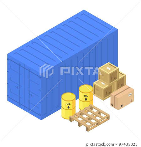 Port container box icon. Isometric of port container box vector icon for web design isolated on white background Port container box icon. Isometric of port container box vector icon for web design isolated on white background 97435023