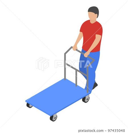 Warehouse cart icon. Isometric of warehouse cart vector icon for web design isolated on white background Warehouse cart icon. Isometric of warehouse cart vector icon for web design isolated on white background 97435048