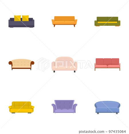 Sofa bed icons set. Cartoon set of 9 sofa bed vector icons for web isolated on white background Sofa bed icons set. Cartoon set of 9 sofa bed vector icons for web isolated on white background 97435064