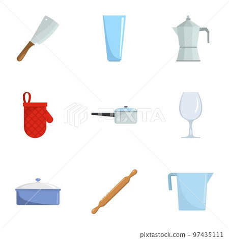Kitchenware icons set. Cartoon set of 9 kitchenware vector icons for web isolated on white background Kitchenware icons set. Cartoon set of 9 kitchenware vector icons for web isolated on white background 97435111
