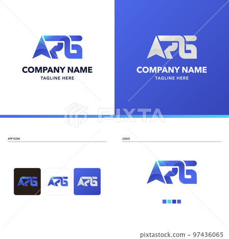 Letter RG arrow logo design.Premium creative type of business app logo. Graphic universal minimal symbol for technology identity. Monogram for business, internet, online shop, logistics company, label 97436065