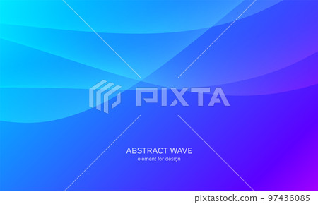 Abstract wave element for design. Blue. Digital frequency track equalizer. Stylized line art background. Colorful shiny wave with lines created using blend tool. Curved wavy line, smooth stripe Vector 97436085
