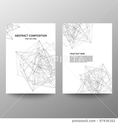Brochure design a4. Information banner. A set of page. Abstract geometric background with connected lines and dots. Business, science, medicine and technology design. Modern vector page. Brochure design a4. Information banner. A set of page. Abstract geometric background with connected lines and dots. Business, science, medicine and technology design. Modern vector page. 97436162