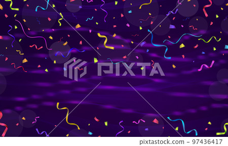 Celebration. Vector serpentine and confetti on colourful background. Vector Celebration. Vector serpentine and confetti on colourful background. Vector 97436417