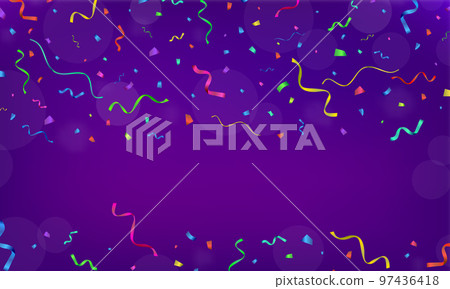 Celebration. Vector serpentine and confetti on colourful background. Vector Celebration. Vector serpentine and confetti on colourful background. Vector 97436418