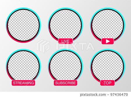 Social media avatar set. User icon, stories, LIVE video, streaming. Colorful gradient. Logo, symbol, sign. Vector illustration. 97436470