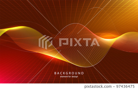 Abstract wave element with perspective mesh with depth of field effect for design. Grid. Digital equalizer. Stylized line art background. Colorful shiny waves with lines. Curved wavy line. Vector 97436475